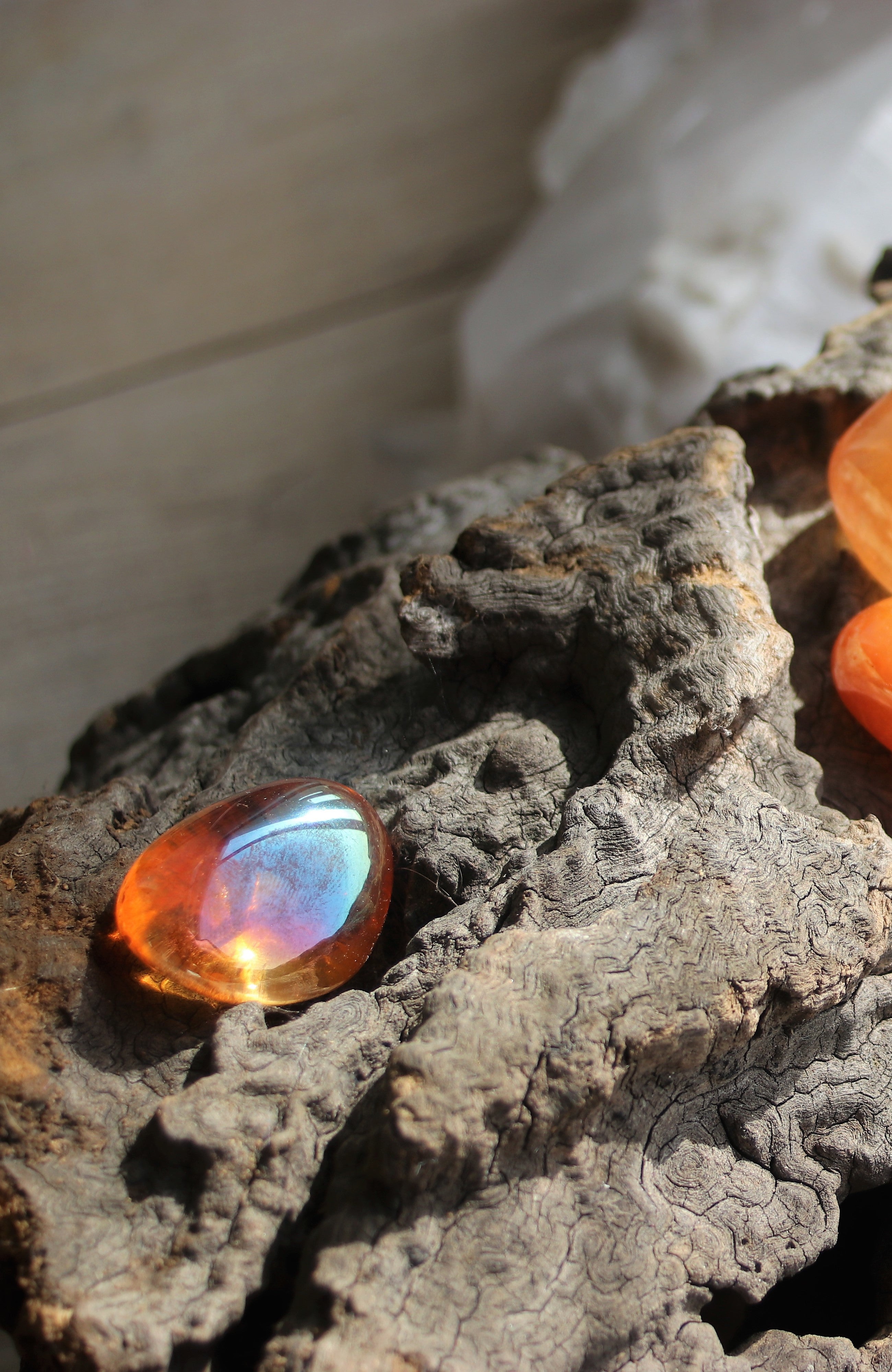 Golden/Tangerine Aura Tumbled Stone